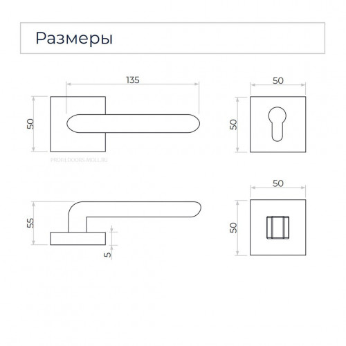 Дверная ручка PUNTO цвет Хром матовый На розетке 213