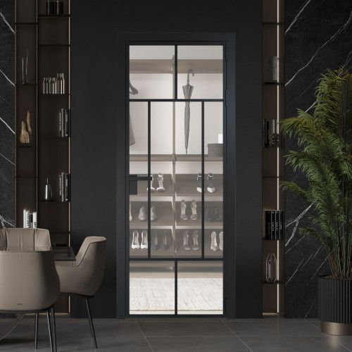 Межкомнатная дверь ProfilDoors 10 AG стекло Комфорт нейтрал цвет профиля Черный матовый