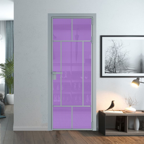 Межкомнатная дверь ProfilDoors 10 AG стекло Кризет фиолетовое цвет профиля Серебро
