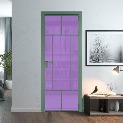 Межкомнатная дверь ProfilDoors 10 AG стекло Кризет фиолетовое цвет профиля Зеленый воск