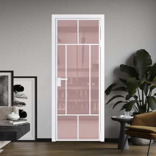Межкомнатная дверь ProfilDoors 10 AG стекло Кризет розовое цвет профиля Вайт