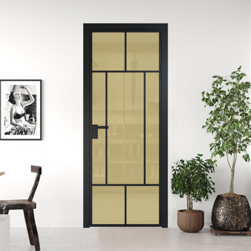 Межкомнатная дверь ProfilDoors 10 AG стекло Кризет золото цвет профиля Черный матовый