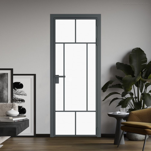 Межкомнатная дверь ProfilDoors 10 AG стекло Монохром белый просветленный триплекс цвет профиля Серая ночь