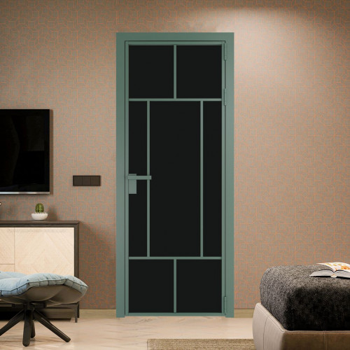 Межкомнатная дверь ProfilDoors 10 AG стекло Монохром черный триплекс цвет профиля Зеленый воск