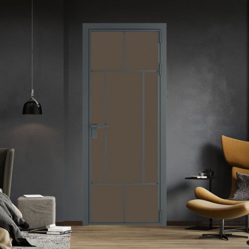 Межкомнатная дверь ProfilDoors 10 AG стекло Монохром гляссе триплекс цвет профиля Серая ночь