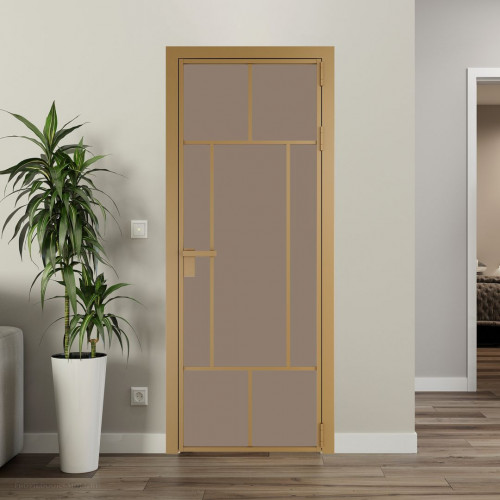 Межкомнатная дверь ProfilDoors 10 AG стекло Монохром капучино триплекс цвет профиля Золото