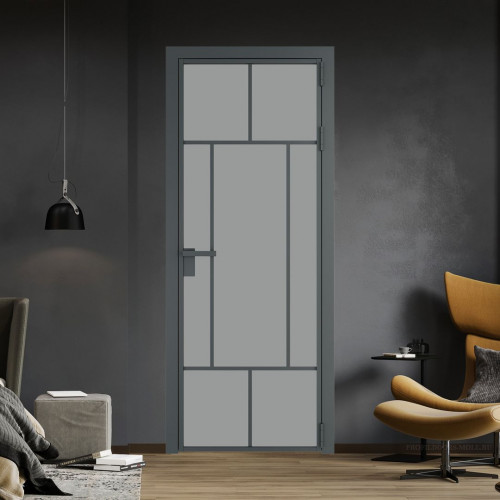 Межкомнатная дверь ProfilDoors 10 AG стекло Монохром серый триплекс цвет профиля Серая ночь