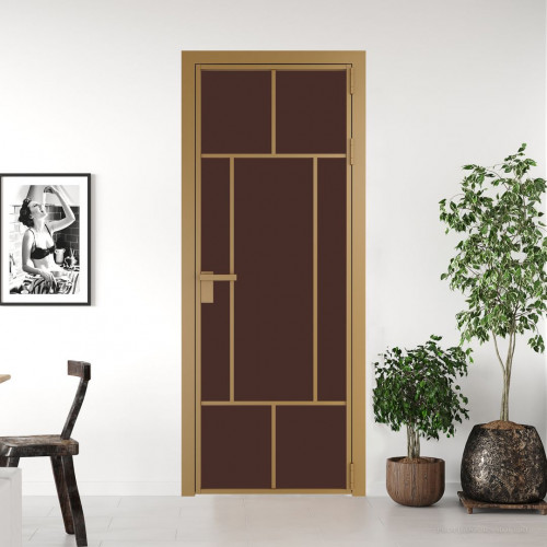 Межкомнатная дверь ProfilDoors 10 AG стекло Монохром шоколад триплекс цвет профиля Золото