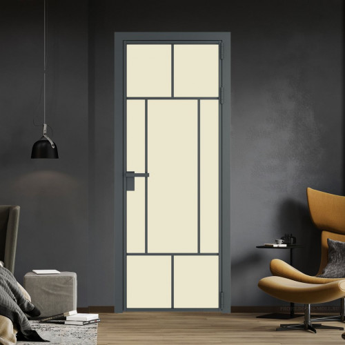 Межкомнатная дверь ProfilDoors 10 AG стекло Монохром жемчуг триплекс цвет профиля Серая ночь