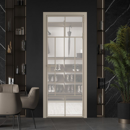 Межкомнатная дверь ProfilDoors 10 AG стекло Мору двухстороннее белое цвет профиля Никель матовый