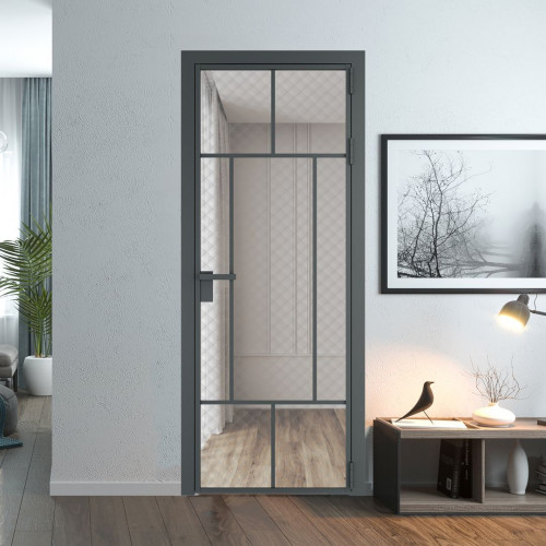 Межкомнатная дверь ProfilDoors 10 AG стекло Ромб серебро цвет профиля Серая ночь