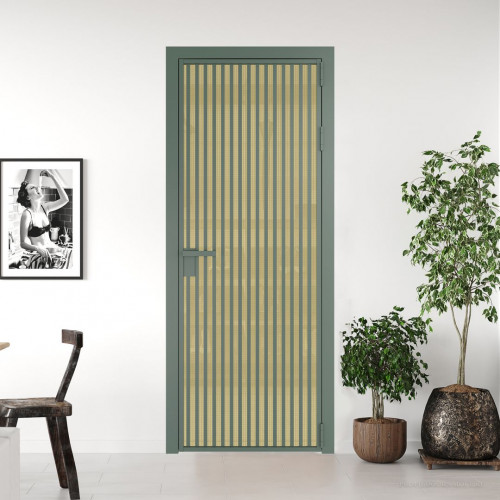 Межкомнатная дверь ProfilDoors 11 AG стекло Кризет золото цвет профиля Зеленый воск