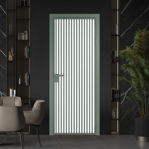 Межкомнатная дверь ProfilDoors 11 AG стекло Монохром белый просветленный триплекс цвет профиля Зеленый воск