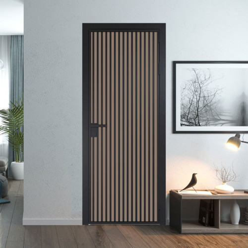 Межкомнатная дверь ProfilDoors 11 AG стекло Монохром капучино триплекс цвет профиля Черный матовый