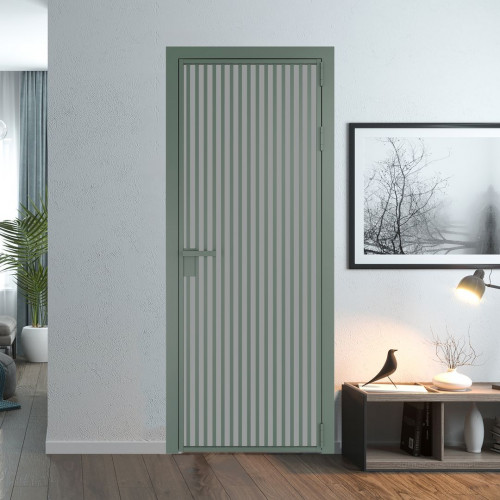 Межкомнатная дверь ProfilDoors 11 AG стекло Монохром серый триплекс цвет профиля Зеленый воск