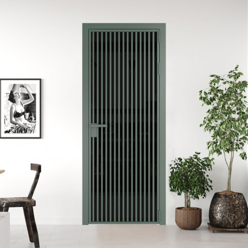 Межкомнатная дверь ProfilDoors 11 AG стекло Мору двухстороннее черное цвет профиля Зеленый воск