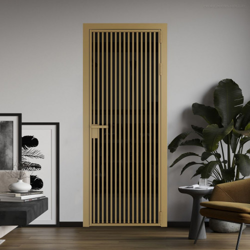 Межкомнатная дверь ProfilDoors 11 AG стекло Мору двухстороннее черное цвет профиля Золото