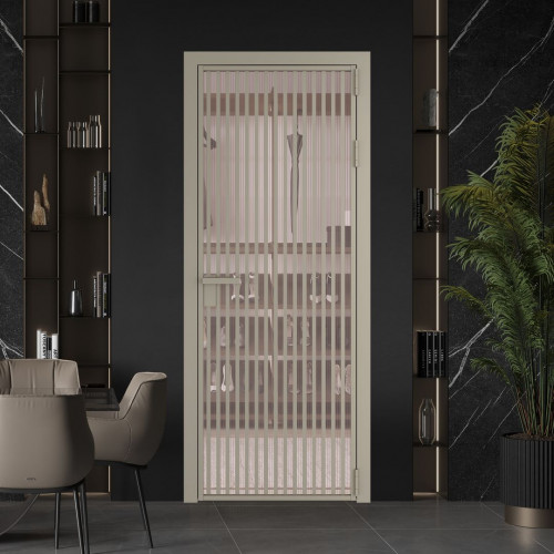 Межкомнатная дверь ProfilDoors 11 AG стекло Мору розовое цвет профиля Никель матовый