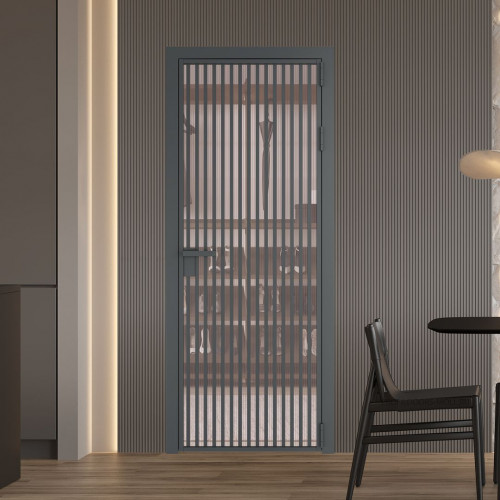 Межкомнатная дверь ProfilDoors 11 AG стекло Мору розовое цвет профиля Серая ночь