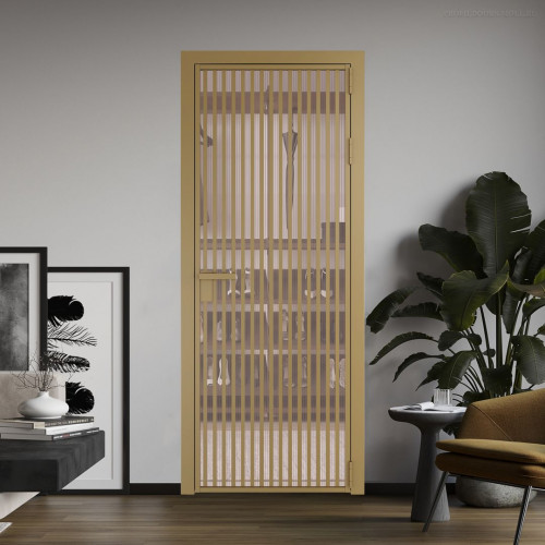 Межкомнатная дверь ProfilDoors 11 AG стекло Мору розовое цвет профиля Золото