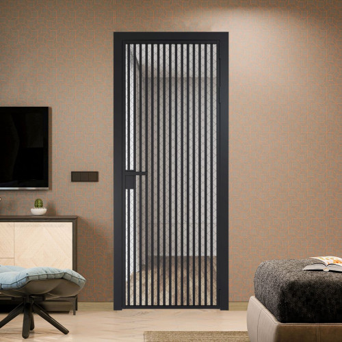 Межкомнатная дверь ProfilDoors 11 AG стекло Ромб черный цвет профиля Черный матовый