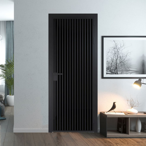 Межкомнатная дверь ProfilDoors 11 AG стекло Триплекс черный цвет профиля Черный матовый