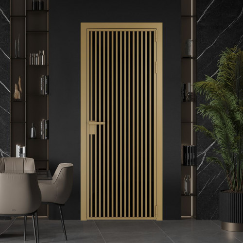 Межкомнатная дверь ProfilDoors 11 AG стекло Триплекс черный цвет профиля Золото