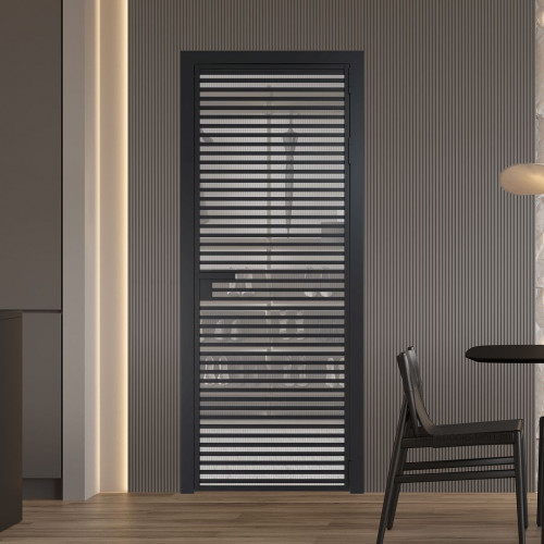 Межкомнатная дверь ProfilDoors 12 AG стекло Кризет цвет профиля Черный матовый