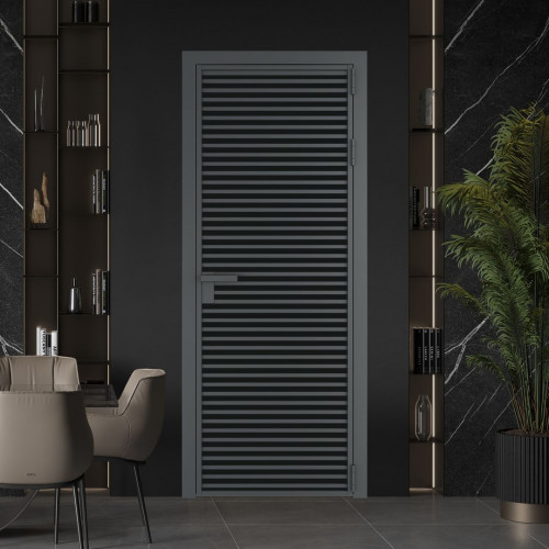 Межкомнатная дверь ProfilDoors 12 AG стекло Монохром черный триплекс цвет профиля Серая ночь