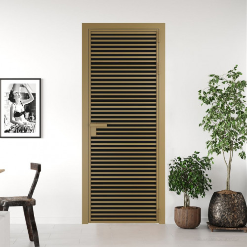 Межкомнатная дверь ProfilDoors 12 AG стекло Монохром черный триплекс цвет профиля Золото