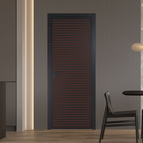 Межкомнатная дверь ProfilDoors 12 AG стекло Монохром шоколад триплекс цвет профиля Черный матовый