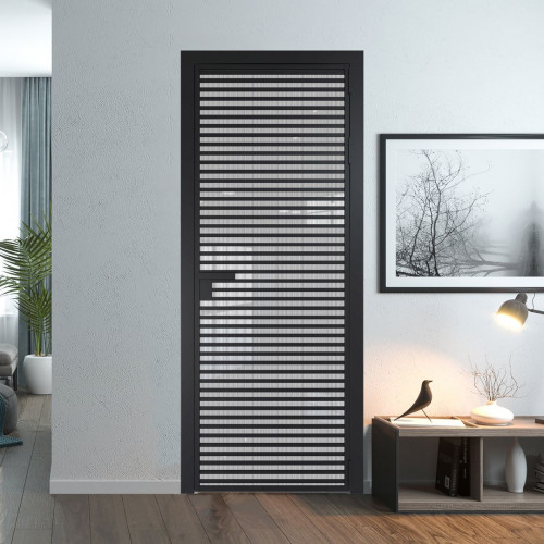 Межкомнатная дверь ProfilDoors 12 AG стекло Узор Страйп цвет профиля Черный матовый