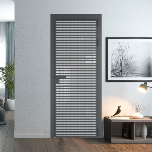 Межкомнатная дверь ProfilDoors 12 AG стекло Узор Страйп цвет профиля Серая ночь