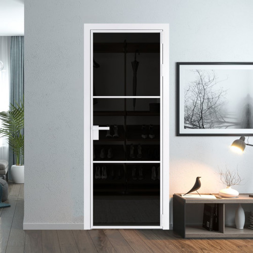 Межкомнатная дверь ProfilDoors 13 AG стекло Черное тонированное цвет профиля Вайт