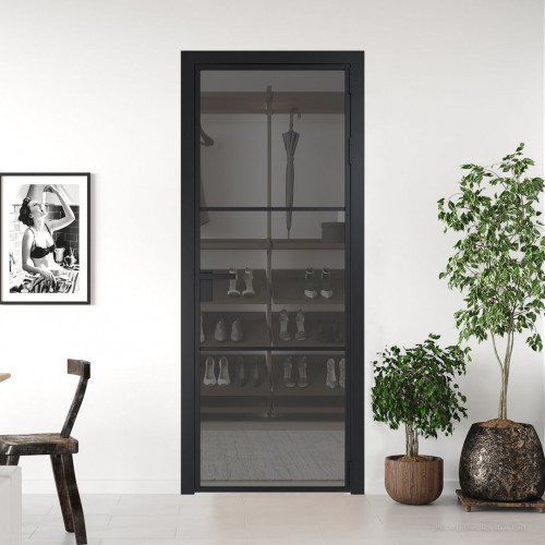 Межкомнатная дверь ProfilDoors 13 AG стекло Комфорт серый цвет профиля Черный матовый