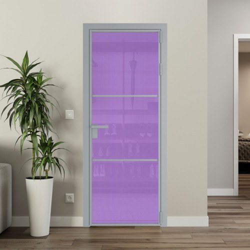 Межкомнатная дверь ProfilDoors 13 AG стекло Кризет фиолетовое цвет профиля Серебро
