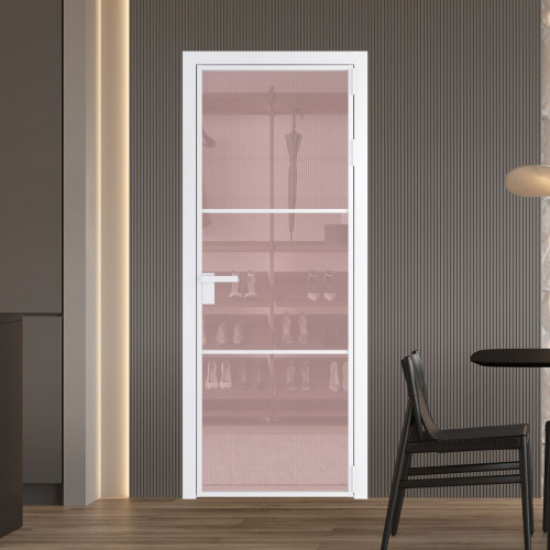 Межкомнатная дверь ProfilDoors 13 AG стекло Кризет розовое цвет профиля Вайт