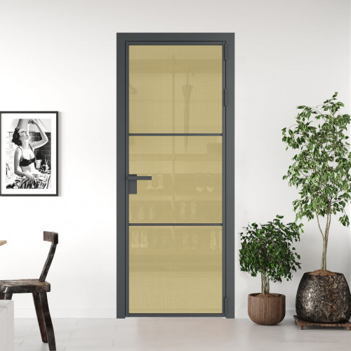 Межкомнатная дверь ProfilDoors 13 AG стекло Кризет золото цвет профиля Серая ночь