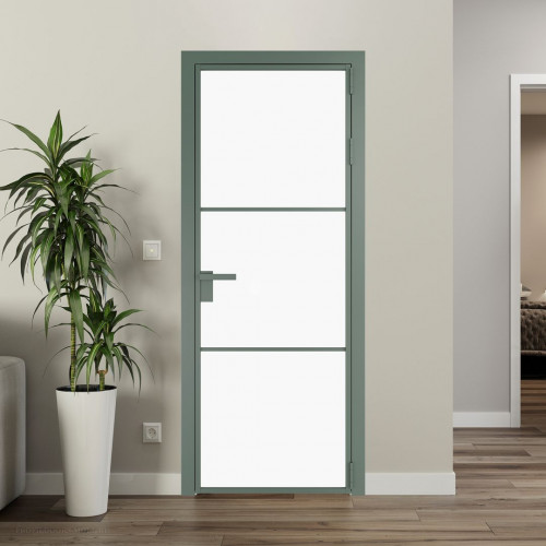 Межкомнатная дверь ProfilDoors 13 AG стекло Монохром белый просветленный триплекс цвет профиля Зеленый воск