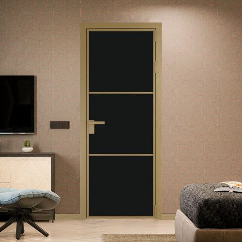 Межкомнатная дверь ProfilDoors 13 AG стекло Монохром черный триплекс цвет профиля Золото