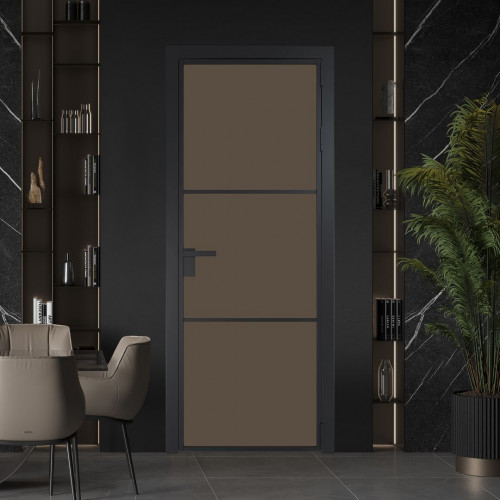 Межкомнатная дверь ProfilDoors 13 AG стекло Монохром гляссе триплекс цвет профиля Черный матовый