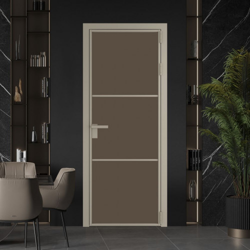 Межкомнатная дверь ProfilDoors 13 AG стекло Монохром гляссе триплекс цвет профиля Никель матовый
