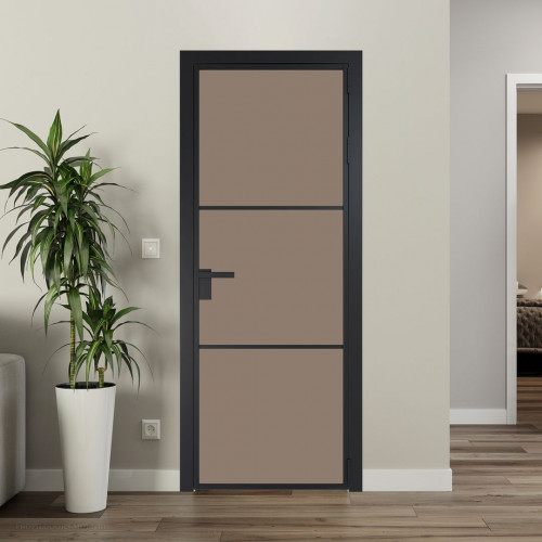 Межкомнатная дверь ProfilDoors 13 AG стекло Монохром капучино триплекс цвет профиля Черный матовый