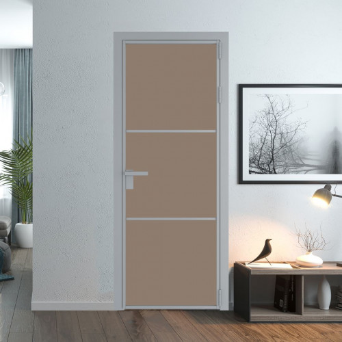 Межкомнатная дверь ProfilDoors 13 AG стекло Монохром капучино триплекс цвет профиля Серебро