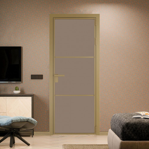 Межкомнатная дверь ProfilDoors 13 AG стекло Монохром капучино триплекс цвет профиля Золото