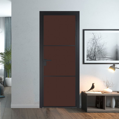 Межкомнатная дверь ProfilDoors 13 AG стекло Монохром шоколад триплекс цвет профиля Черный матовый