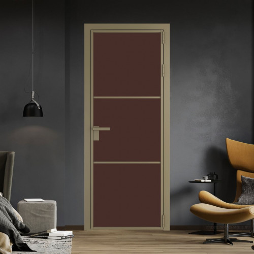 Межкомнатная дверь ProfilDoors 13 AG стекло Монохром шоколад триплекс цвет профиля Шампань