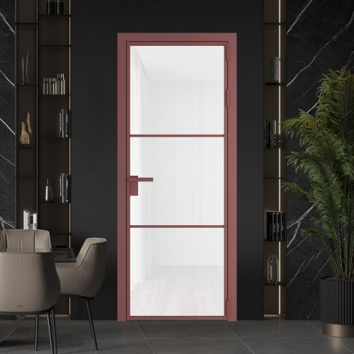 Межкомнатная дверь ProfilDoors 13 AG стекло Триплекс белый цвет профиля Красный антрацит