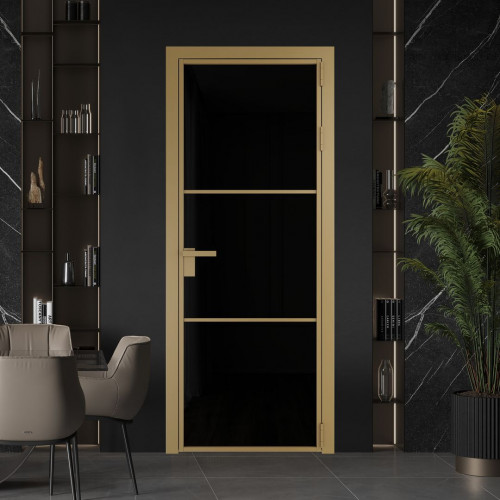 Межкомнатная дверь ProfilDoors 13 AG стекло Триплекс черный цвет профиля Золото