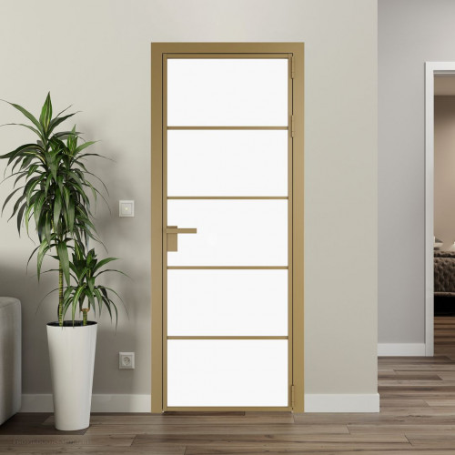 Межкомнатная дверь ProfilDoors 14 AG стекло Монохром белый просветленный триплекс цвет профиля Золото